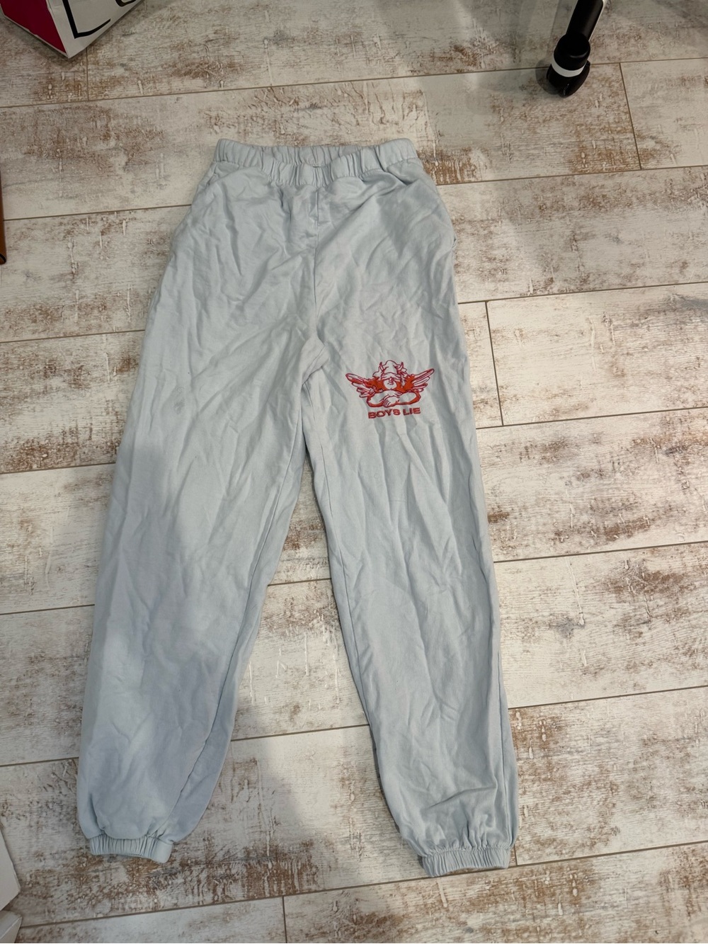 Boys Lie Light Blue sweat pants with Angel & Rose Graphic